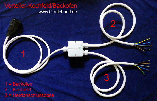 Verteilerbox - Kochfeld/Backofen mit verschiedene Leitungslängen (2,5 mm²)