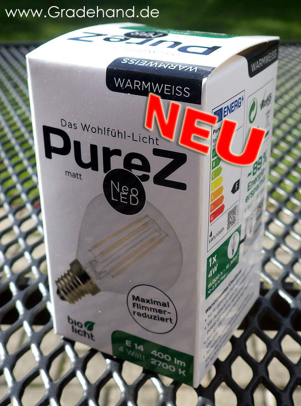 PURE-Z-NEO-LED-MiniGlobe-4W-400lm-E14-CR97-Milchglas Hell wie 38Watt (flimmerfrei)