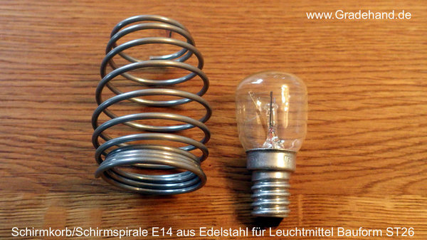 Schirmkorb/Schirmspirale aus Edelstahl für E14 Fassung